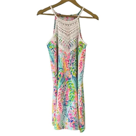 Lilly Pulitzer Pearl Soft Shift Dress – “Catch The Wave” Print Halter Mini - Picture 2 of 6